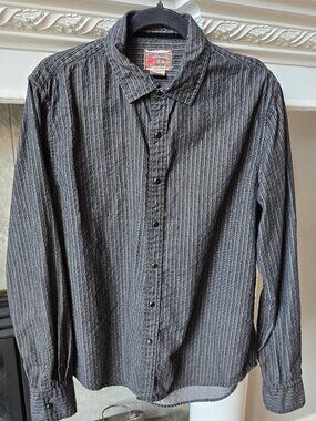 Vintgage RED black textured mens long sleeve button down shirt size large